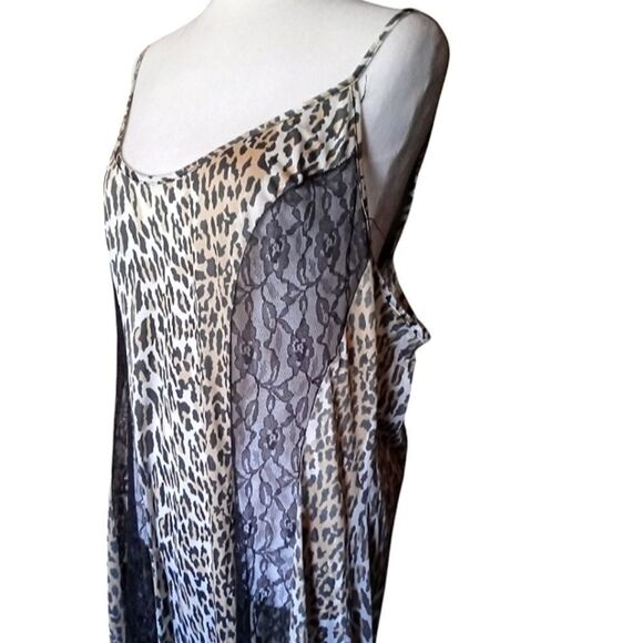 Vintage Marcie Stuart Union Made Leopard Print Lace Panel Slip Dress Size 3X - Picture 3 of 7